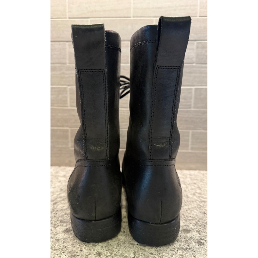 Born Women's Neon Black Leather Lace Up Combat Boots Low Block Heel Size 8.5 - Picture 4 of 7